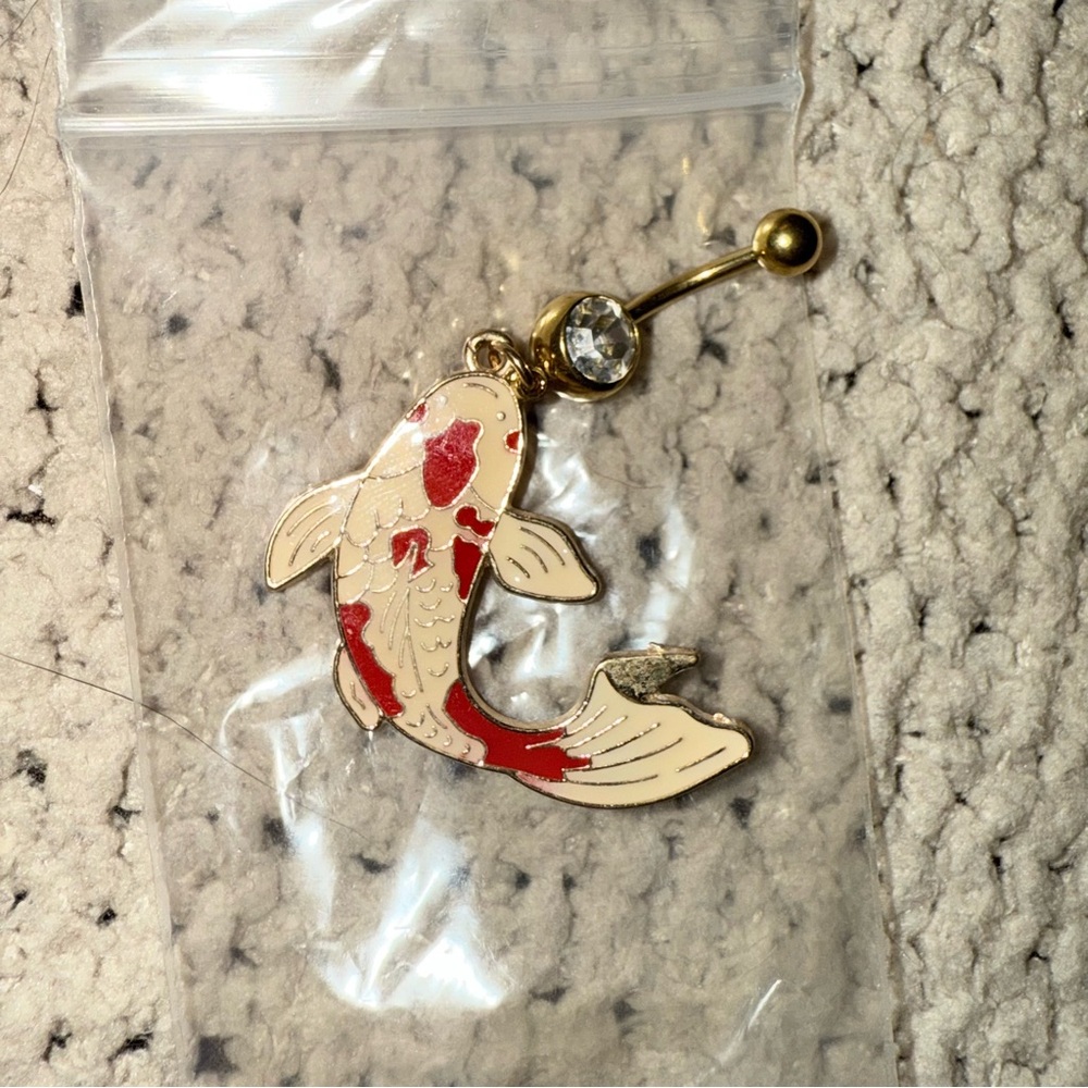 Gold and Red Koi Fish Belly Ring